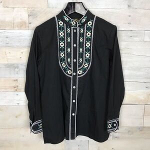Bob Mackie Black Embroidered Blouse Small